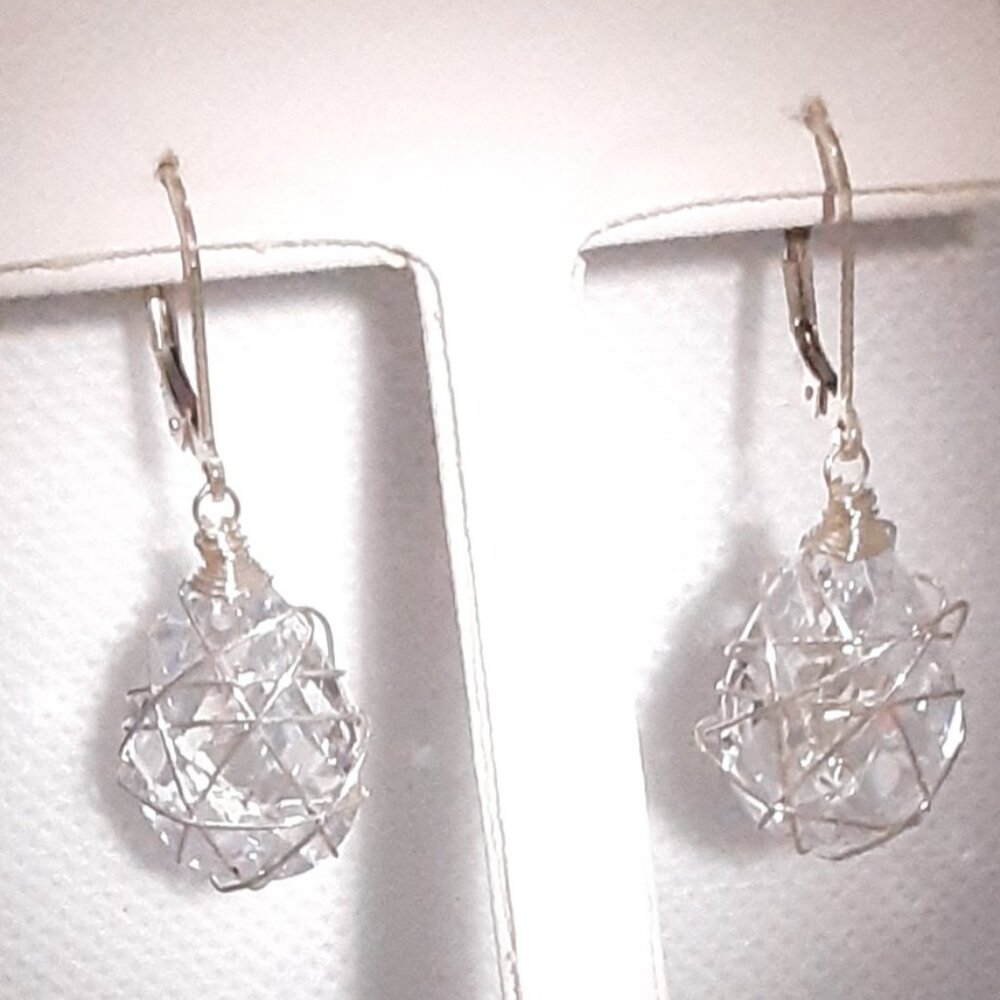 Designer Nina Nyugen --  New sterling  silver and wrapped crystal drop earrings